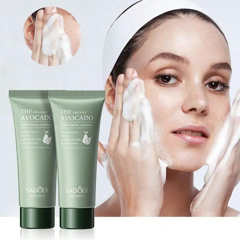 Abacate Queratina Facial Cleanser para Mulheres, Hidratante, Hidratante, Poro Suave, Iluminar, Apertar, Esfoliante Facial Suave, 100g
