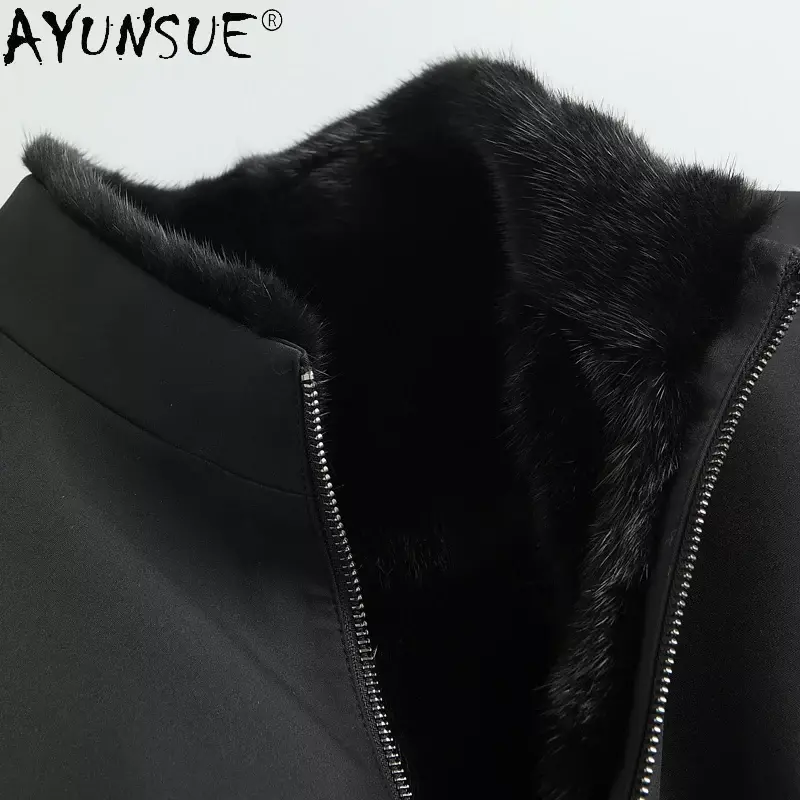 AYUNSUE-chaquetas de piel de visón de alta gama para hombre, abrigo sin mangas, chaleco de doble cara, otoño e invierno, novedad de 2023