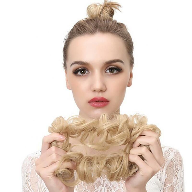 Elastic Wave Curly Chignon Synthetic Hair Bun Wig Ladies Ponytail Hair Extension Scrunchie ake Hair Extension Bun Wig Hairpiece