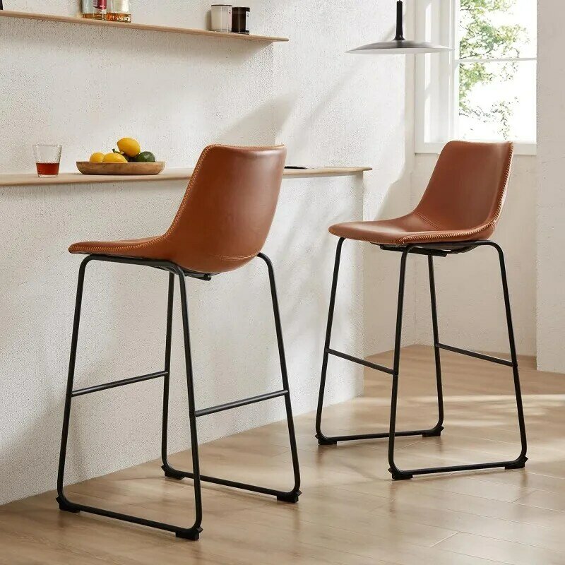Stołki barowe o wysokości licznika 4, nowoczesne stołki stołowe ze sztucznej skóry z oparcia, stołki wyspowe o wysokości 30 cali