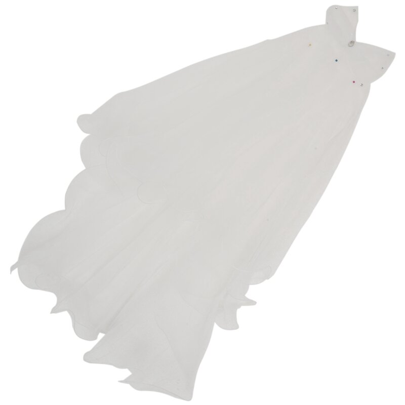 Vestido de velo de novia para mujer, capas de lazo blanco, velos de novia con borde de cinta de tul