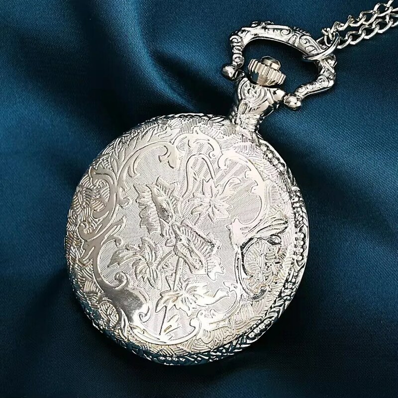 Vintage Gift Pendant Clock Star Night Moon Sun inlaid pearl birthday gift necklace pendant quartz watch pocket chain