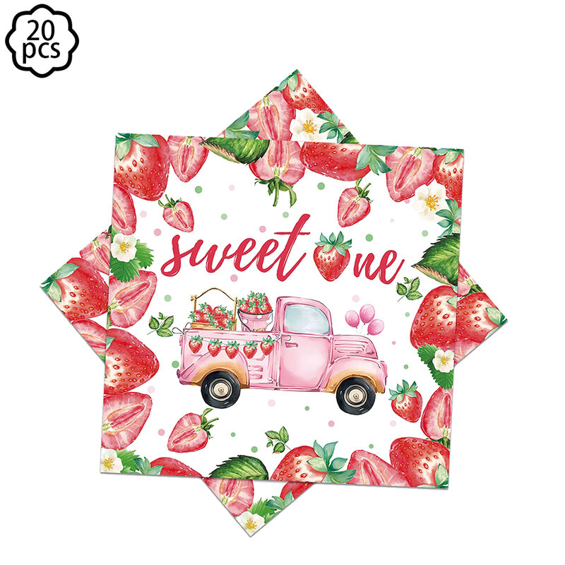 Sweet one Strawberry Party plates cups napkins Tablecloths Banner kids girls Strawberry balloon birthday party decor Baby Shower