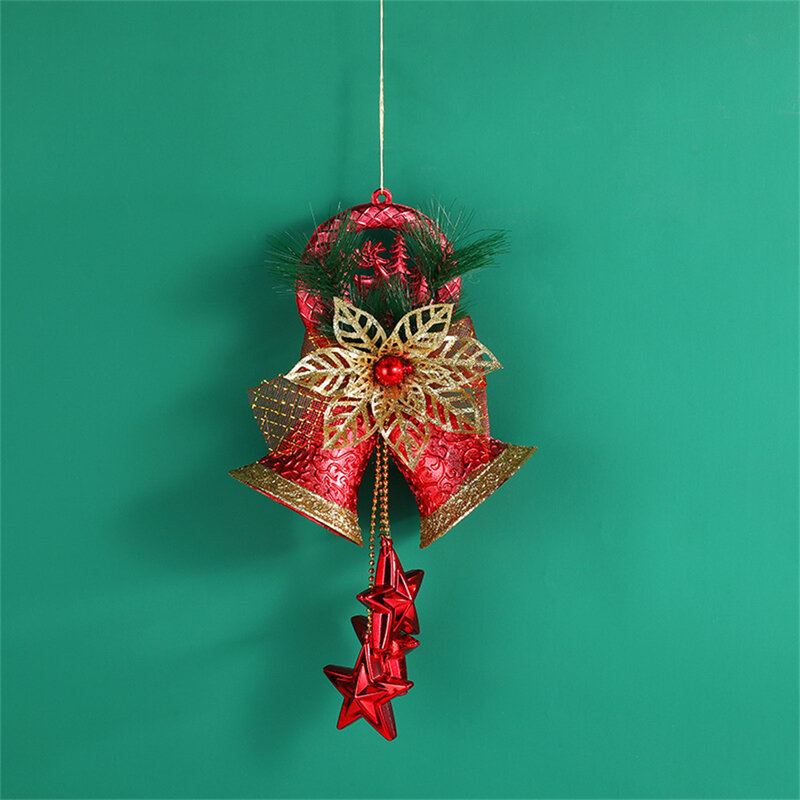 Christmas Bells Decoration Gold Flower Hanging Pendant Xms Tree Ornaments For Home Xmas Deco Navidad Party New Year Gifts