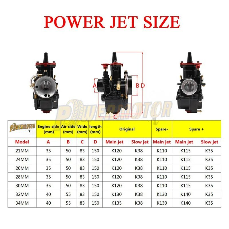 Carburatore per tende piatte per moto per carburatore Mikuni PWK 21 24 26 28 30 32 34mm Power Jet Dirt Bike Motocross parti modificate