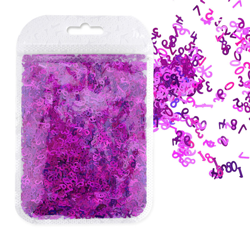 10 g/borsa paillettes Glitter olografiche forme numeriche per resina epossidica Laser Glitter Flakes decorazione per unghie fai da te