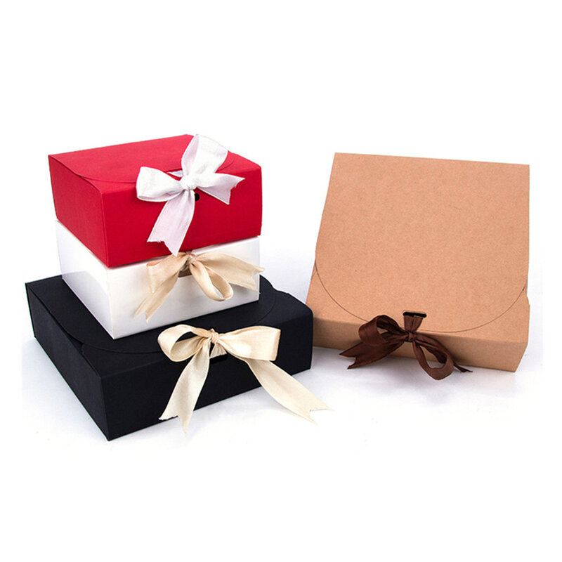Caja de embalaje de joyería de cinta de lazo, organizador de almacenamiento de collar, pulsera y pendientes, estuche de papel grueso, regalo de boda del Día de San Valentín