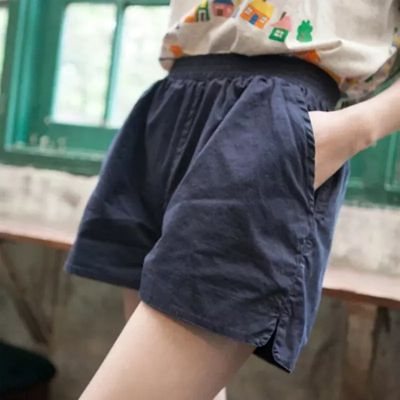 Шорты для отдыха женские свободные хлопковые в Корейском стиле с завышенной талией большие стройнящие широкие спортивные штаны летние новые стильные