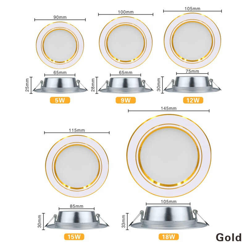 10Pcs High Brightness Round Recessed Ceiling Led Spot 220V 5W 9W 12W15W 18W Commercial Indoor Bedroom Recessed Ceiling Downlight