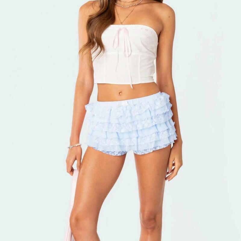 Sleep Lace Shorts Lace Mini Shorts Elegant Lace Culottes for Women Multi-layered Lolita Skirt Shorts for Vacation for Summer