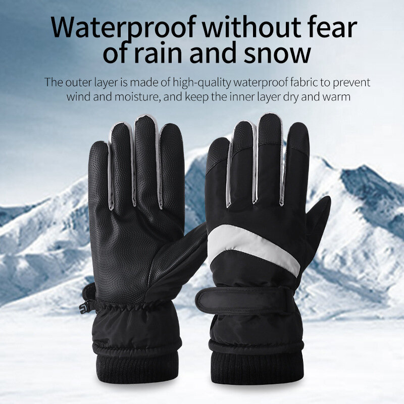 Sarung tangan musim dingin pria wanita, sarung tangan salju dengan layar sentuh, sarung tangan hangat untuk olahraga luar ruangan, balap jalan