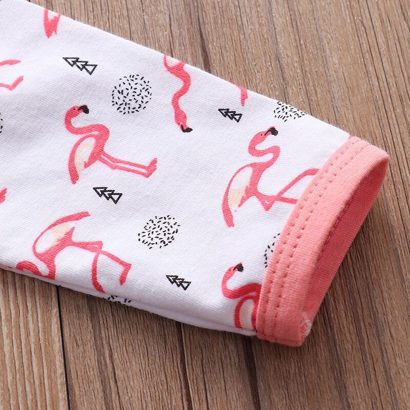Adorable Romper bayi perempuan, pakaian putri bayi baru lahir, Jumpsuit cetakan Flamingo katun lengan panjang