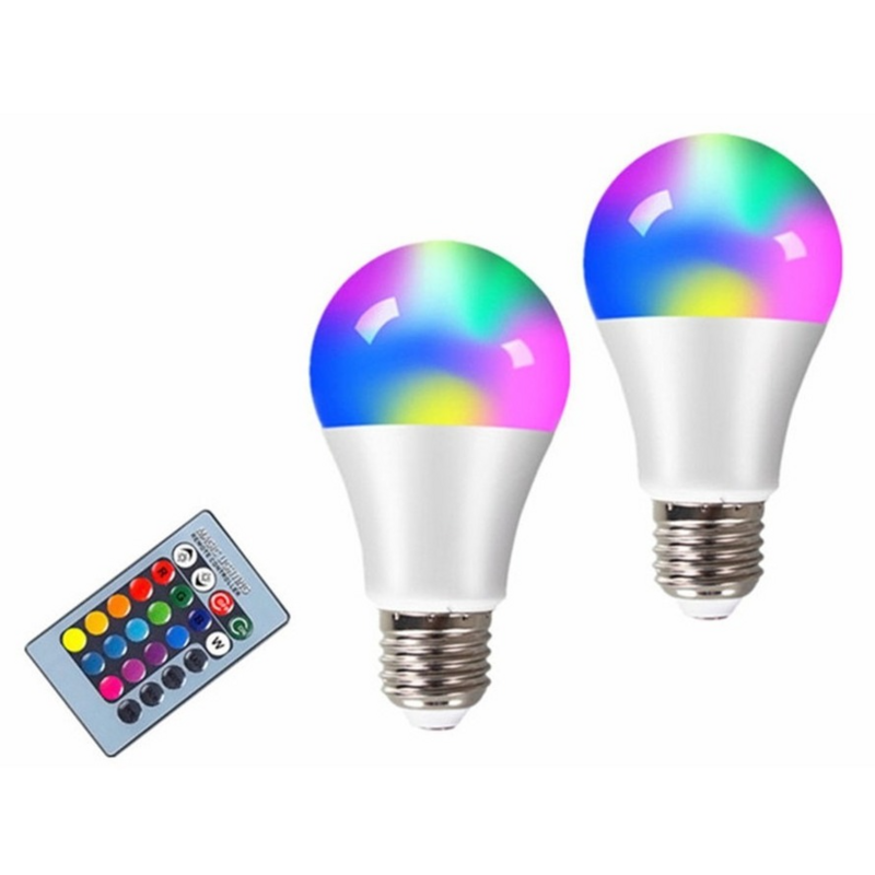 RGB E27 LED Lampu Sorot Bohlam AC 85-265V Bombillas LED 4W 10W 15W IR Remote Control Led Bohlam Pintar Led RGBW Lampu Dekorasi Rumah