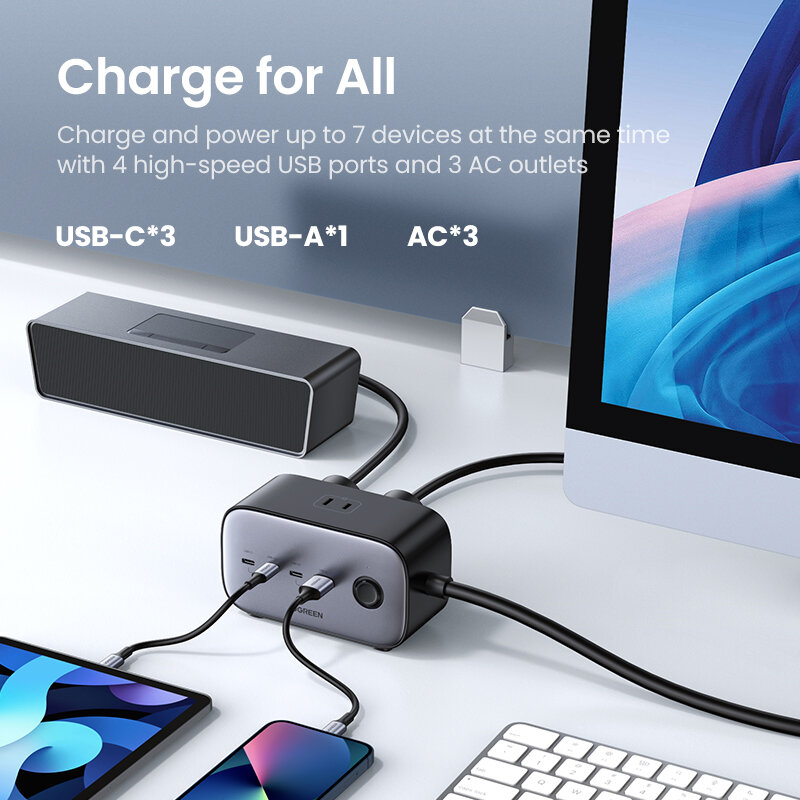 【 Nieuwe-In Sale】ugreen 100W Desktop Charger Power Strip Laadstation Snelle Oplader Voor Laptop Macbook Iphone 14 13 Telefoon Oplader