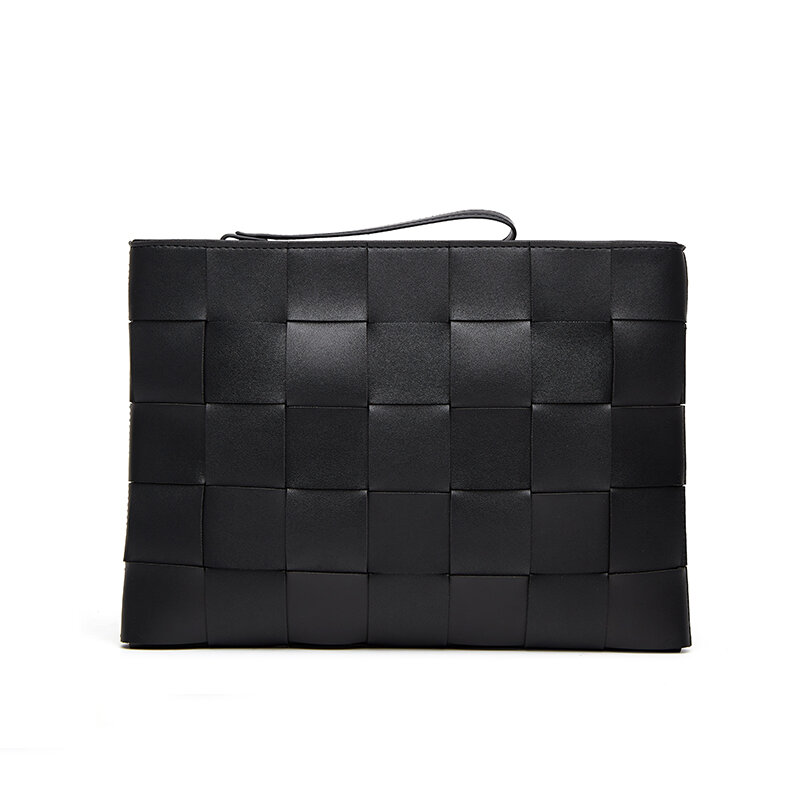 女性と男性のためのマイクロファイバー織りレザークラッチバッグ,シンプルなデザインブランドの財布,大容量,ジッパー付き
