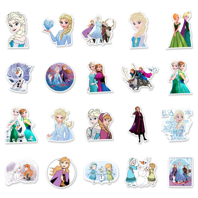10/30/50pcs Disney Cartoon Frozen Elsa Stickers Cute Anime Princess Graffiti Sticker Phone Water Bottle Diary Decal for Kids Toy