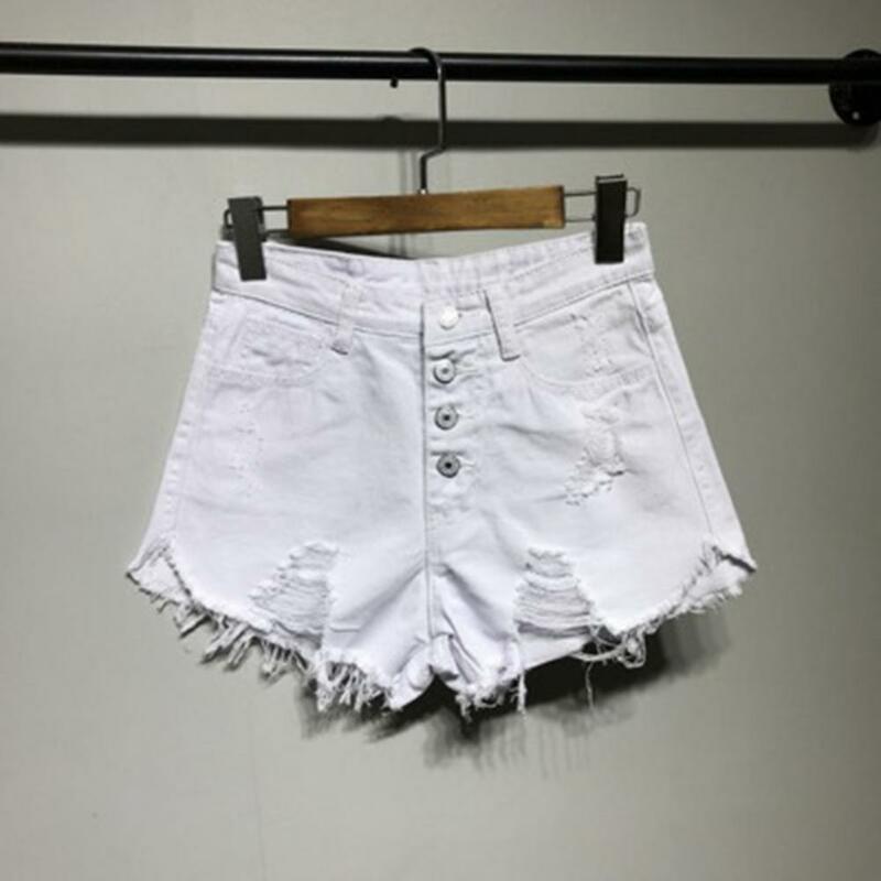 Pantalones cortos de mezclilla para mujer, Vaqueros rasgados con borlas, de cintura alta, sexys, de verano
