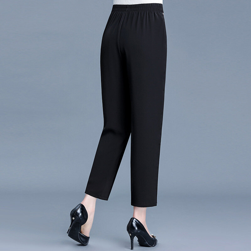 Traje bordado de cintura alta para mujer, pantalones Mom, Vintage, elegante, ajustado, informal, negro, albaricoque, caqui, 2024