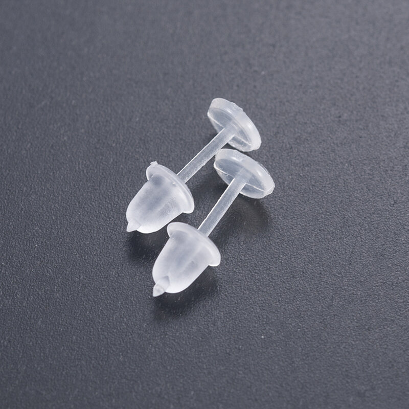 50/200 pz 3mm plastica invisibile morbida gomma siliconica orecchino Base perni Stud orecchino Piercing fermo per risultati dell'orecchino fai da te