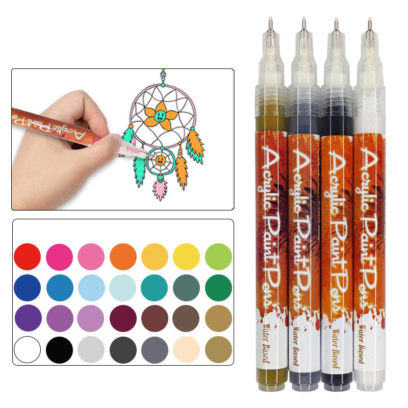 2/4/6 Цвета 0,5 мм Экстра тонкий наконечник акриловая краска маркеры акриловая краска ручки для рок-холста дерево керамическое стекло для дизайна ногтей граффити
