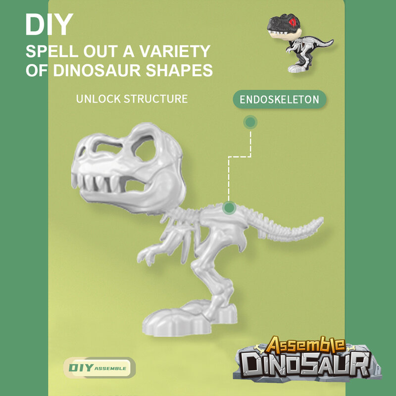 Modello di giocattolo dinosauro realistico scheletro assemblaggio fai-da-te, adatto come regalo di compleanno o di festa per ragazzi e ragazze