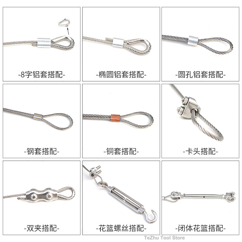 304 Stainless Steel Soft Wire Rope Cable Diameter 1.0mm-20mm Crane Wire Rope lifting And Hoisting Rope 7x19 Structure