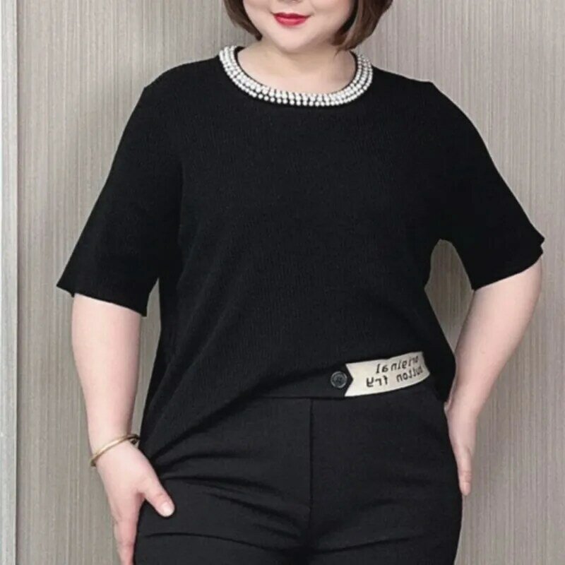 Женская трикотажная футболка из вискозы с коротким рукавом и круглым вырезом