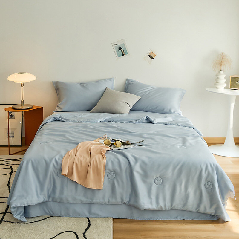 Восхитительное качество, Шелковый однотонный Комплект постельного белья для дома, пододеяльник, подушка, простыня, комплект пододеяльника