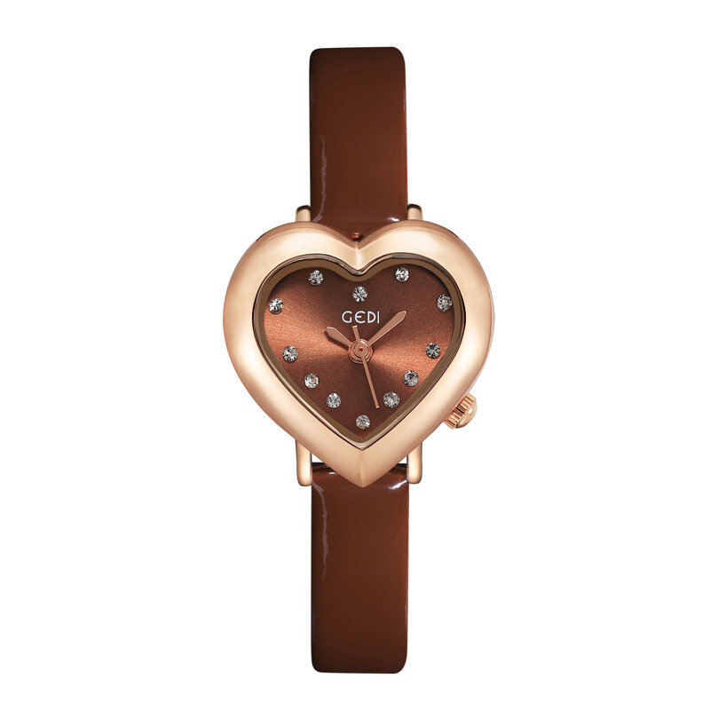 Nowe kreatywne damskie zegarki w kształcie miłości Moda Elegancki studencki skórzany zegarek kwarcowy dla kobiet Prezent dla dziewczyny reloj mujer