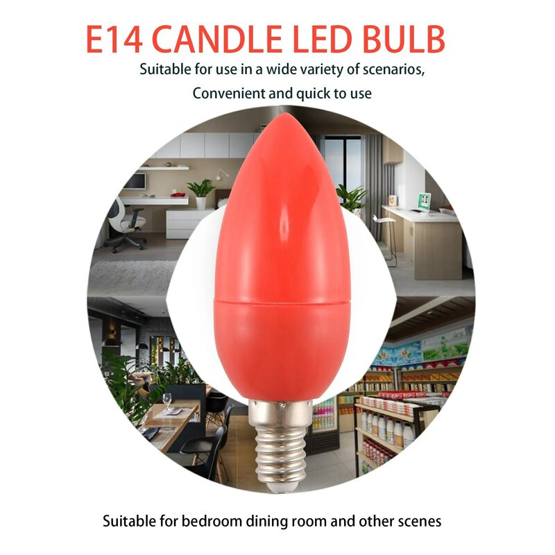 เทียน LED แสงเทียนหลอดไฟสีแดงโชคลาภพระเจ้าไฟประหยัดพลังงานแสงเทียน E14