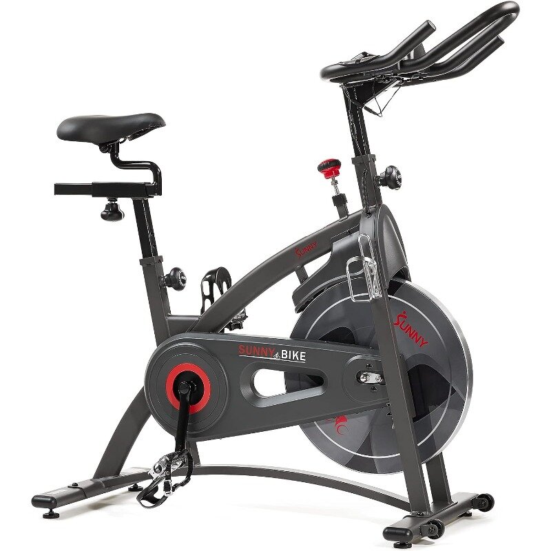 Фитнес-велотренажер Sunny Health & Fitness для помещений, велотренажер с магнитным/войлочным сопротивлением и ремнем/цепным приводом по Bluetooth