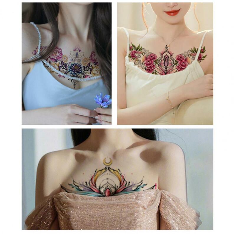 Autoadesivo del tatuaggio delle donne del fiore colorato disegni di copertura della cicatrice di lunga durata tatuaggio della decalcomania del tatuaggio del petto della clavicola del tatuaggio di arte del corpo
