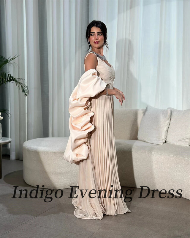 Вечерние платья цвета индиго с V-образным вырезом, а-силуэт, женское Простое Элегантное бальное платье в пол, Саудовская Аравия, 2024