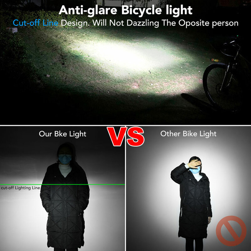 NEWBOLER مصباح دراجة أمامي 6000 لومن مصباح الدراجة 8000 مللي أمبير مصباح يدوي مقاوم للماء USB شحن MTB الطريق الدراجات مصباح اكسسوارات