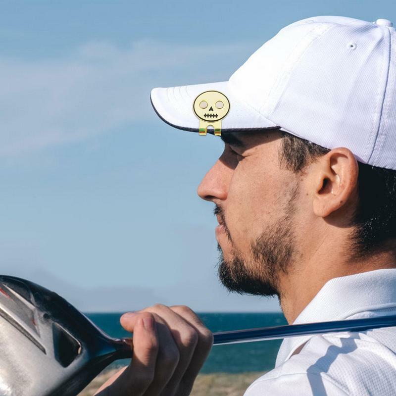 Penanda bola Golf lucu penanda bola Golf Mark tidak mudah untuk kehilangan desain tengkorak klip topi magnetik cocok dalam saku atau topi apapun