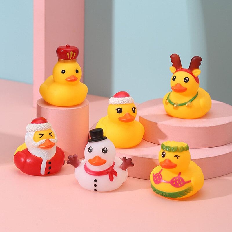 Caneton de Noël pour enfants, jouets de bain, pincement, appel, bonhomme de neige, jeu d'eau, canard mignon