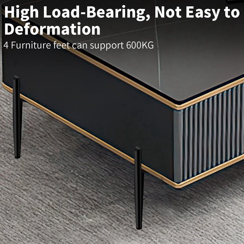 Pés de móveis metálicos dourados para gabinete, altura de 19,5 cm, pernas de mesa, carga máxima 600 kg, pé do sofá, 4PCs