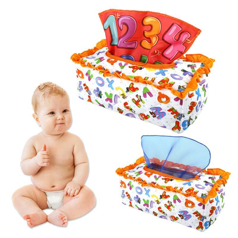 Juguetes Montessori de peluche para bebés de 0 a 12 meses, caja de pañuelos para bebés, bufandas de colores mágicos