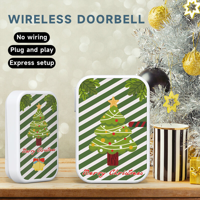 2023 Christmas Acrylic Waterproof  Wireless doorbell High Volume 38 Ringtonesery free battery wireless doorbell