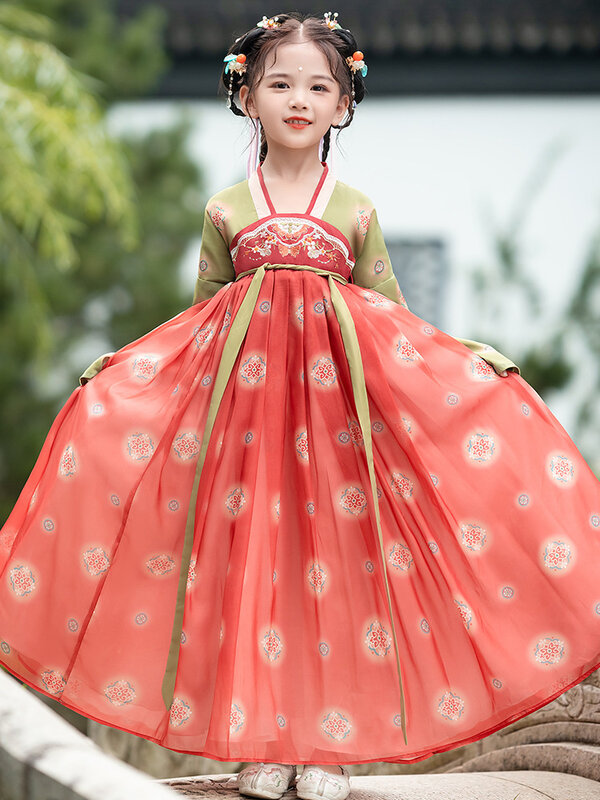 子供のための中国のシルクドレス,伝統的なヴィンテージの衣装,エスニック,アンティークダンス,コスプレ衣装セット