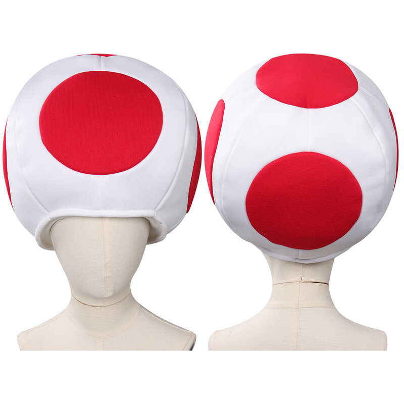 Sombrero de Cosplay de Toad Kinopio para niños, gorro de Anime, juego de Bros 2, Roleplay, punto rojo, cabeza de seta, accesorios de disfraz, vestido elegante