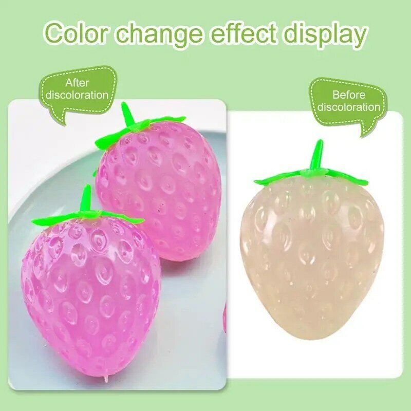 Pinch Color Changing Strawberry Stress Relief Tricky Toys Funny Reduce Pressure Eye-catching Creative Toys Kids Gift Egg Fillers