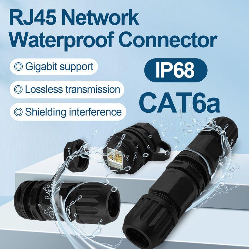 Connecteurs étanches IP68 CATSnapRJ45, M25, Joint droit, Prolongateur anti-poussière, Femelle 8 broches, PA66 Rj45, Montage sur panneau pour l'extérieur