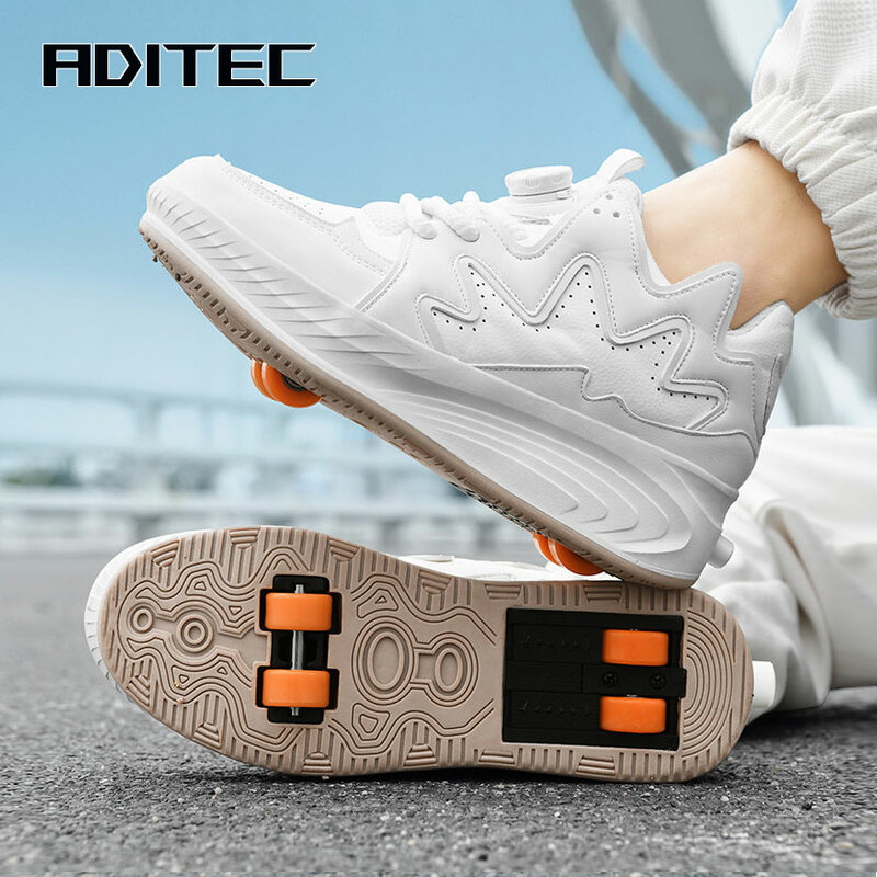 Roller skates for kids. Outdoor training shoes. Creative gifts for boys and girls. Two-row, four-wheeled parkour shoes