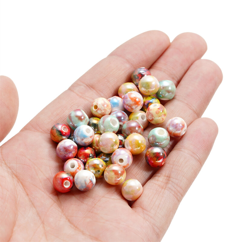10 pezzi 8mm perline di ceramica colorata distanziatore di moda perline allentate per orecchini collana braccialetto fai da te forniture per la creazione di gioielli