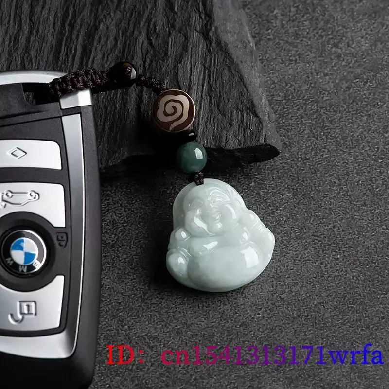 Burmese Jade gantungan kunci alami lucu Jadeite gantungan kunci telepon genggam gantungan kunci mode tas tali putih disesuaikan