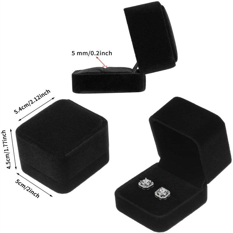 Caja de terciopelo para anillos y pendientes, soporte de embalaje de joyería pequeña, organizador de exhibición de almacenamiento, venta de negocios
