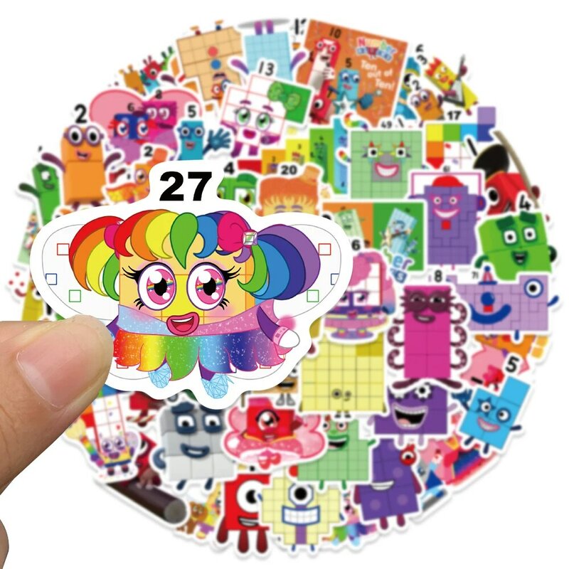 52 Stuks Nummers Bouwsteen Stickers Kinderen Cartoon Sticker Kids Briefpapier Benodigdheden School Leraar Levert Beloning Speelgoed