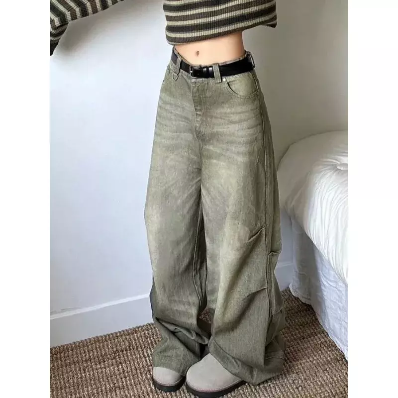QWEEK Y2k Jeans oversize Vintage donna Streewear pantaloni larghi in Denim Harajuku primavera moda coreana pantaloni causali estetici