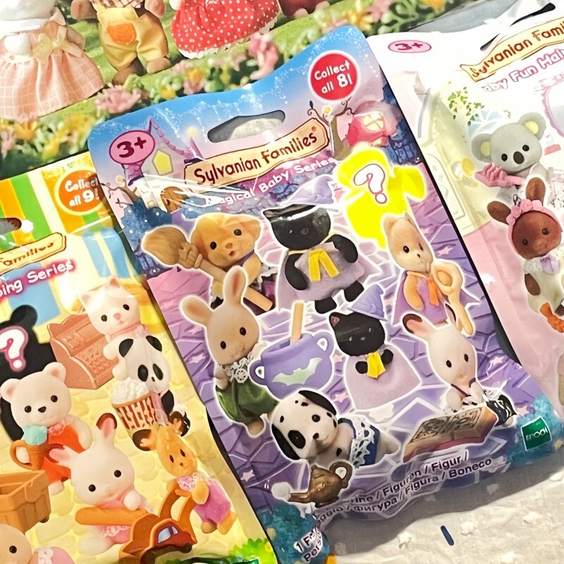 Japońskie rodziny sylwańskie pudełko z niespodzianką element ubioru kempingowe Kawaii laleczka bobas urocze figurki Anime ozdoby do pokoju świąteczne zabawki